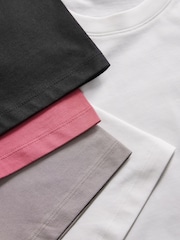 The Set Black/Rose Pink/Taupe Brown/Cream 4 Pack Heavyweight Short Sleeve 100% Cotton T-Shirts - Image 12 of 12