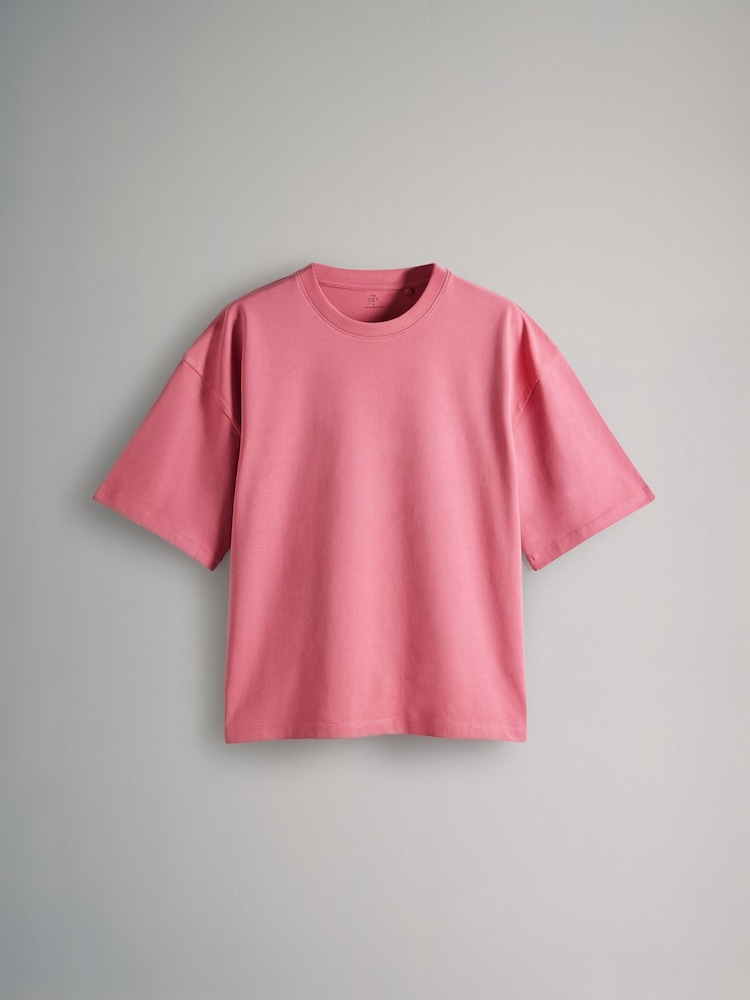 The Set Black/Rose Pink/Taupe Brown/Cream 4 Pack Heavyweight Short Sleeve 100% Cotton T-Shirts - Image 8 of 12
