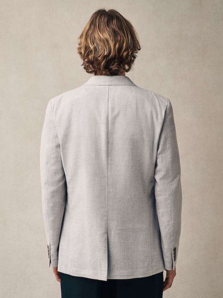 Gris clair - Slim Fit (Slim Fit) - Blazer Blend en lin texturé - Image 3 of 10