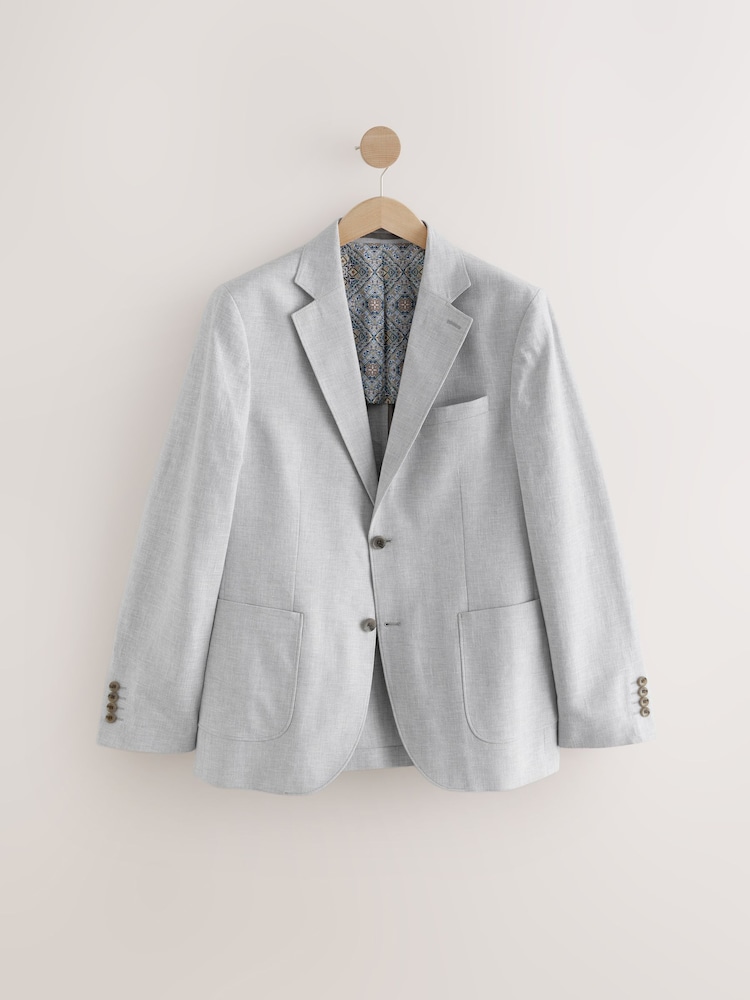 Gris clair - Slim Fit (Slim Fit) - Blazer Blend en lin texturé - Image 5 of 10