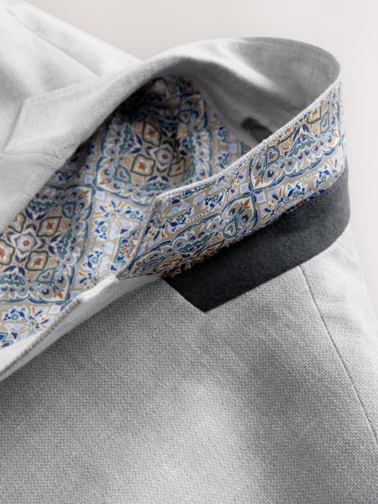 Gris clair - Slim Fit (Slim Fit) - Blazer Blend en lin texturé - Image 6 of 10