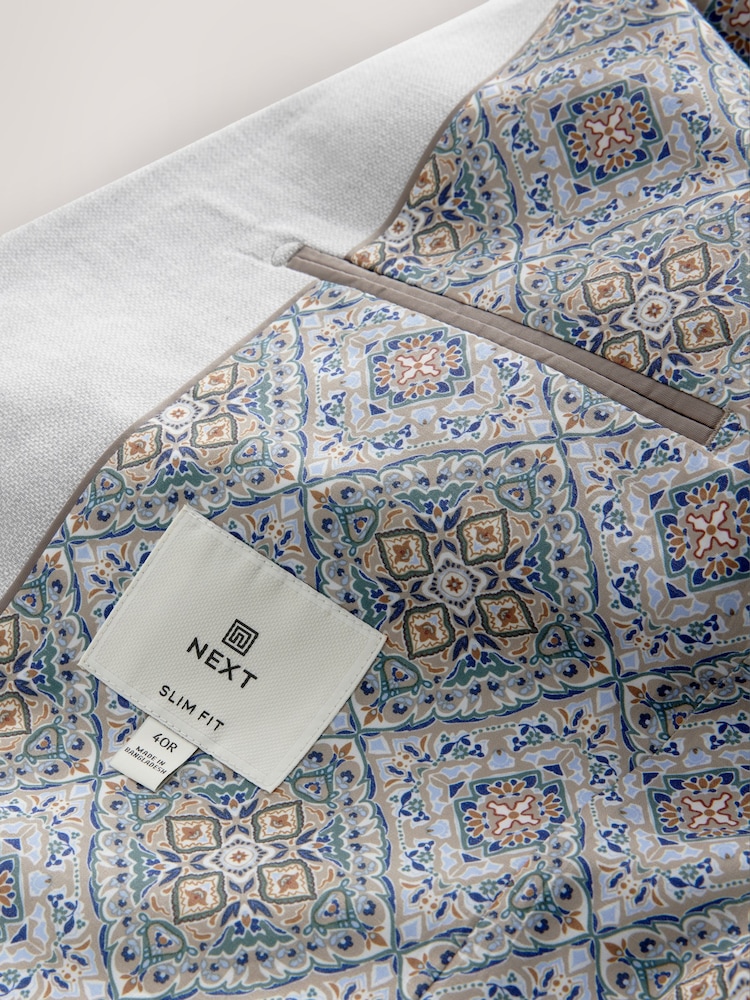 Gris clair - Slim Fit (Slim Fit) - Blazer Blend en lin texturé - Image 9 of 10