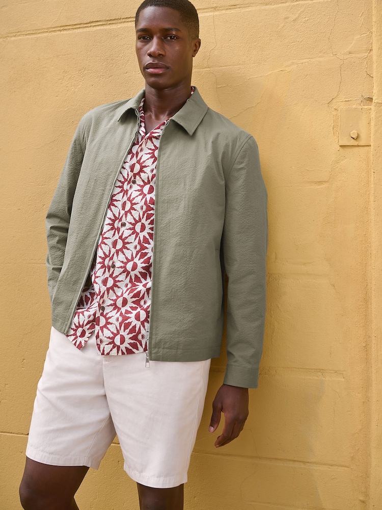 Sage Green Seersucker Shacket - Image 1 of 5 Sage Green Seersucker Shacket - Image 1 of 5