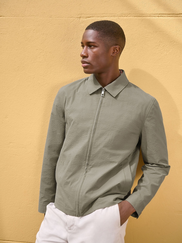 Sage Green Seersucker Shacket - Image 3 of 5