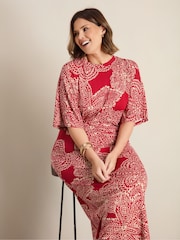 Live Unlimited Print Pleated Waist T-Shirt Dress - 6的图像1｝