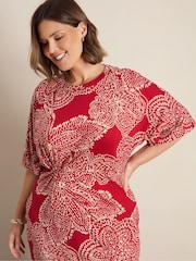 Live Unlimited Print Pleated Waist T-Shirt Dress - 6的图像5｝