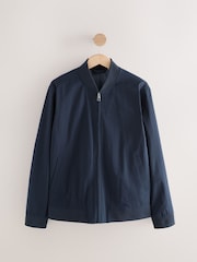 Navy Blue Smart Seersucker Bomber Jacket - Image 5 of 8