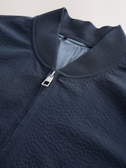 Navy Blue Smart Seersucker Bomber Jacket - Image 8 of 8