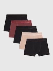 River Island Black Metallic Waistband 5 Pack Boxers - Image 1 of 3