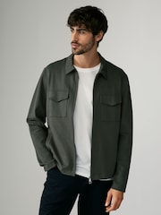 Khaki Green Jersey Shacket - Image 1 of 9