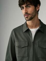 Khaki Green Jersey Shacket - Image 4 of 9