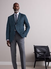 Navy Blue Regular Fit Signature Textured Blazer - Image 1 of 10