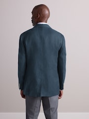 Navy Blue Regular Fit Signature Textured Blazer - Image 3 of 10