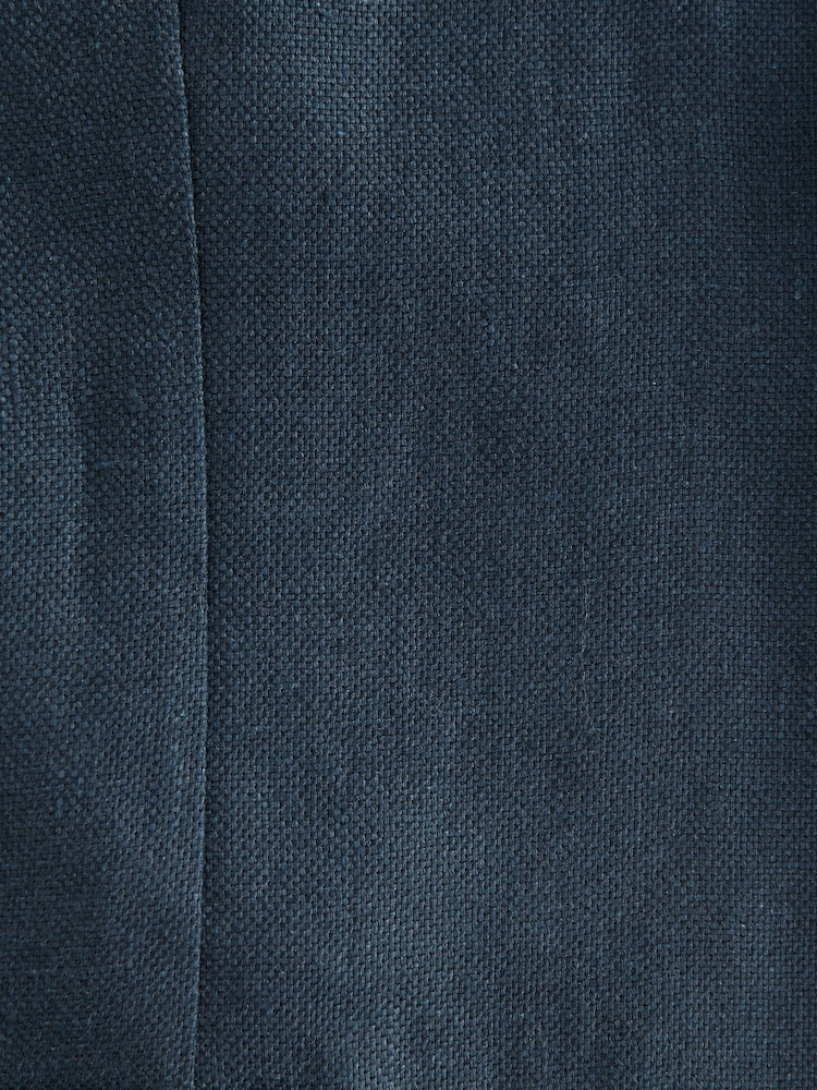 Navy Blue Regular Fit Signature 100% Linen Textured Blazer - Image 3 of 6