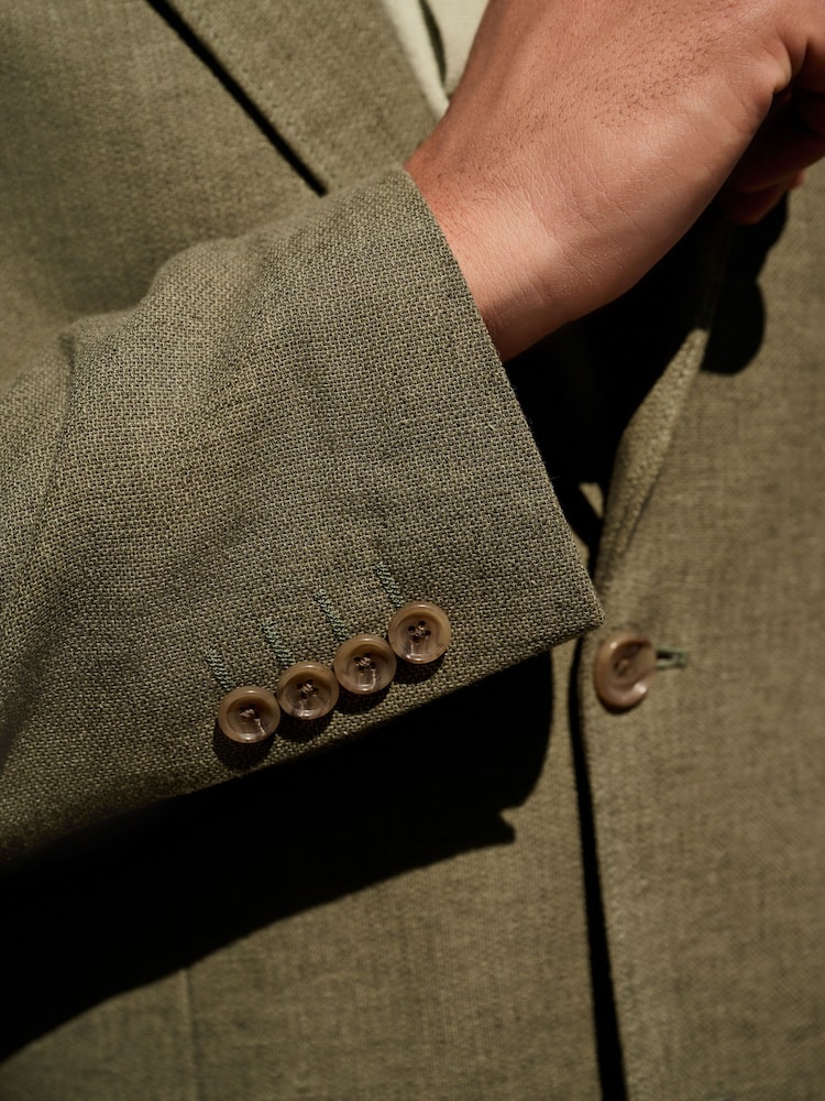 Vert kaki - Ajustement régulier - Blazer Blend en lin texturé - Image 4 of 6