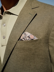 Khaki Green Regular Fit Textured Linen Blend Blazer - Image 5 of 6
