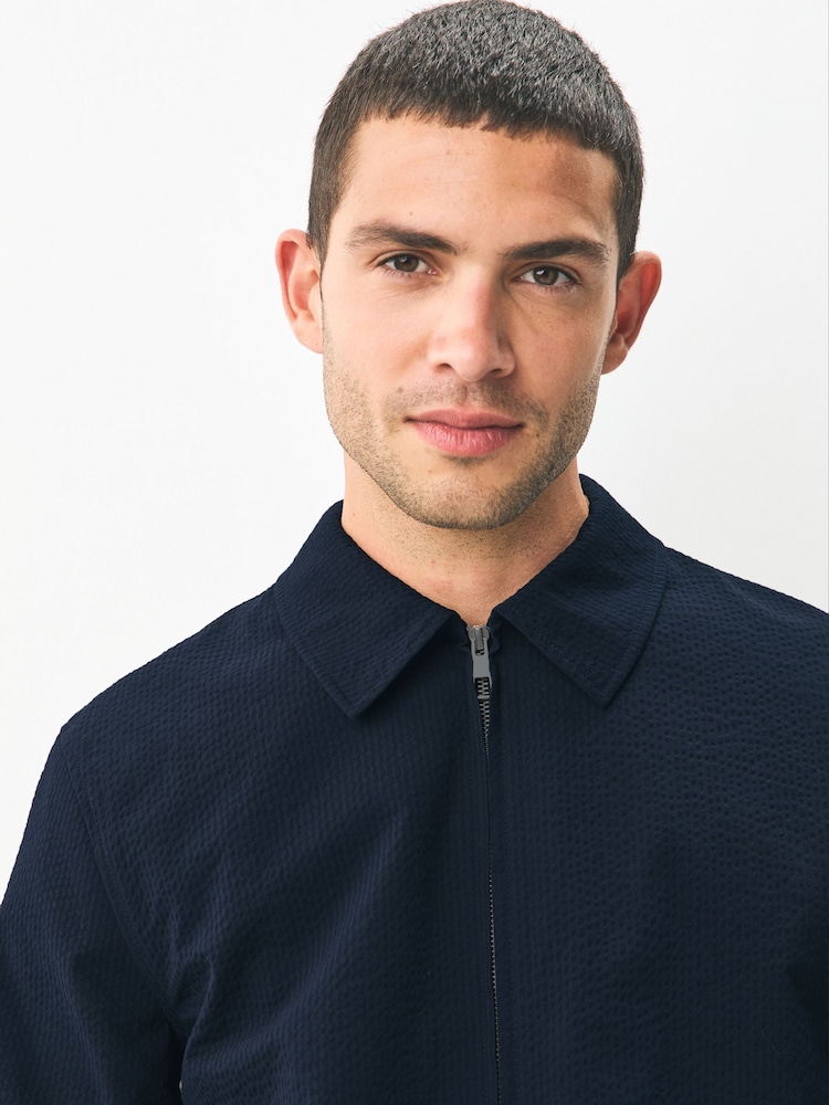 Bleu marine - Veste-chemise en seersucker - Image 5 of 6