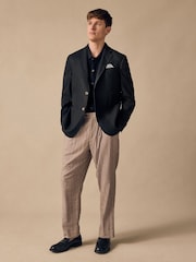 Black Regular Fit Linen Blend Blazer - Image 2 of 5