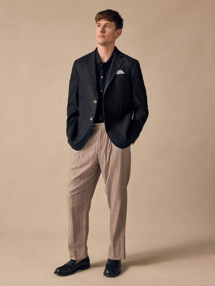Black Regular Fit Linen Blend Blazer - Image 2 of 9 Black Regular Fit Linen Blend Blazer - Image 2 of 9