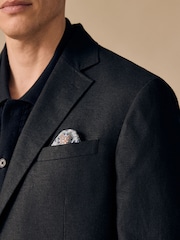 Black Regular Fit Linen Blend Blazer - Image 3 of 5
