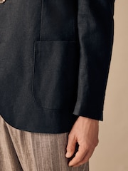 Black Regular Fit Linen Blend Blazer - Image 5 of 5
