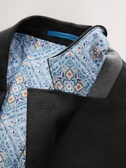 Black Regular Fit Linen Blend Blazer - Image 8 of 9