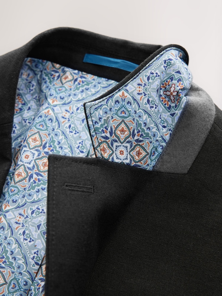 Black Regular Fit Linen Blend Blazer - Image 8 of 9