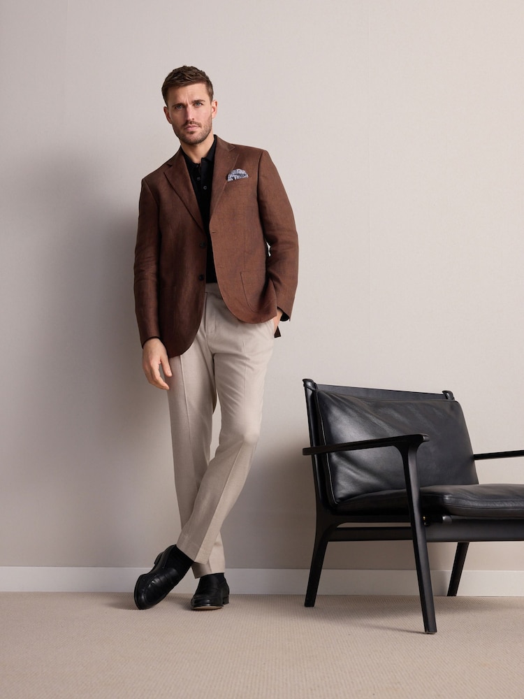 Rust Brown Signature Leomaster Linen Blazer - Image 1 of 9
