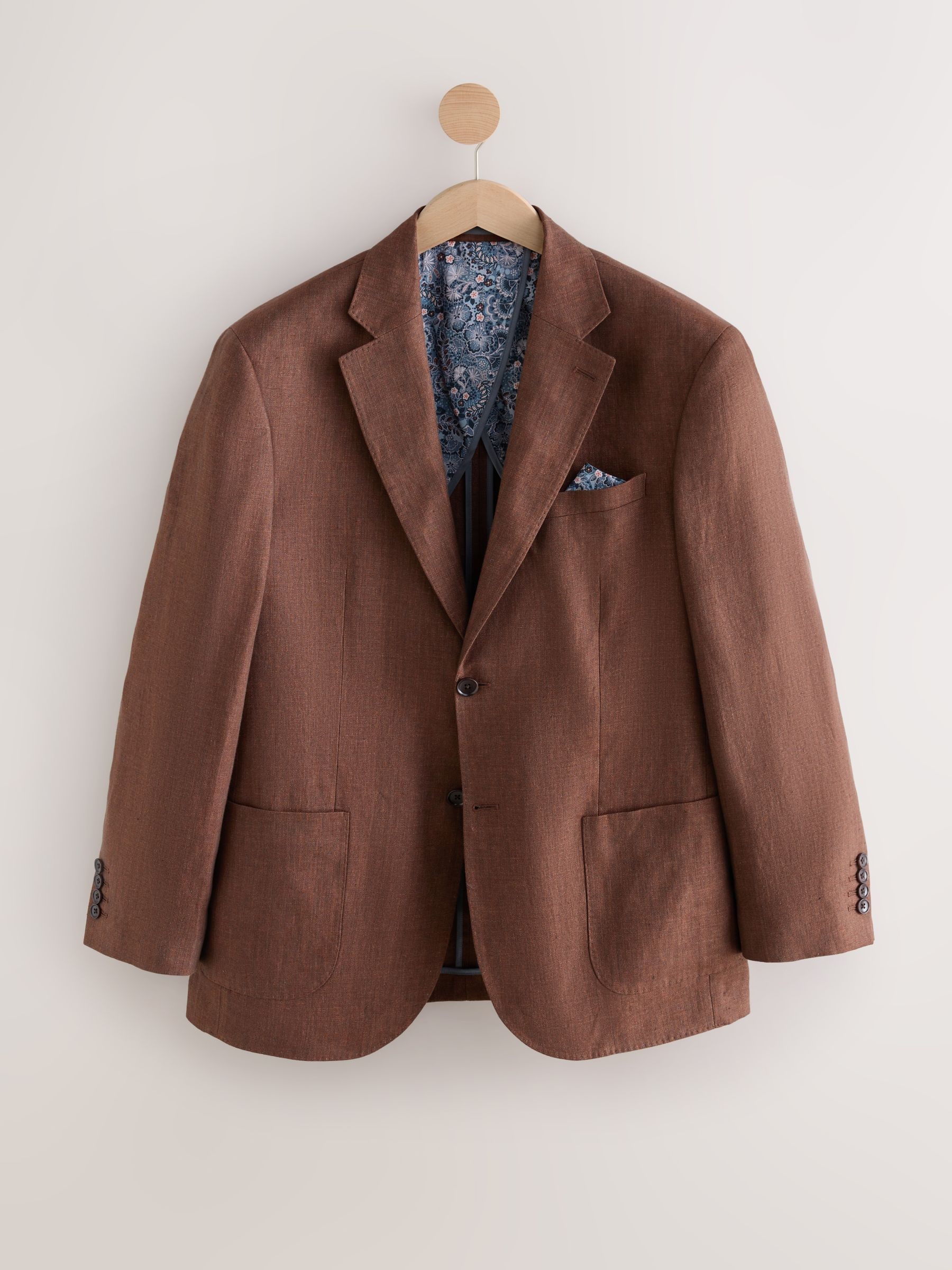 Buy Rust Brown Signature 100% Linen Leomaster Blazer from Next USA