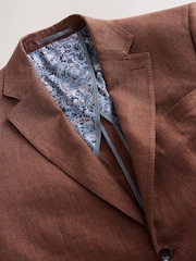 Rust Brown Signature Leomaster Linen Blazer - Image 6 of 9
