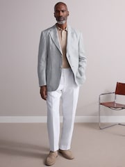 Mint Green Regular Fit Signature Textured Blazer - Image 1 of 4
