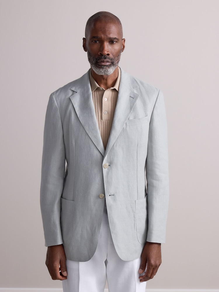 Mint Green Regular Fit Signature Textured Blazer - Image 2 of 4