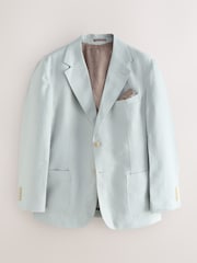 Mint Green Regular Fit Signature 100% Linen Textured Blazer - Image 5 of 9
