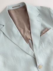 Mint Green Regular Fit Signature 100% Linen Textured Blazer - Image 7 of 9
