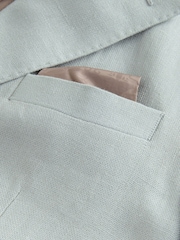 Mint Green Regular Fit Signature 100% Linen Textured Blazer - Image 9 of 9