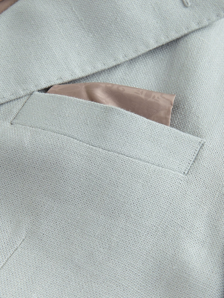 Mint Green Regular Fit Signature 100% Linen Textured Blazer - Image 9 of 9