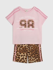 Conjunto de camiseta y pantalón corto con estampado de leopardo de River Island - Imagen 3 de 5