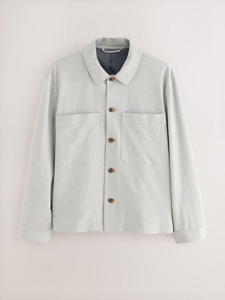 Grey Striped Twin Pocket Smart Shacket - Image 1 of 4