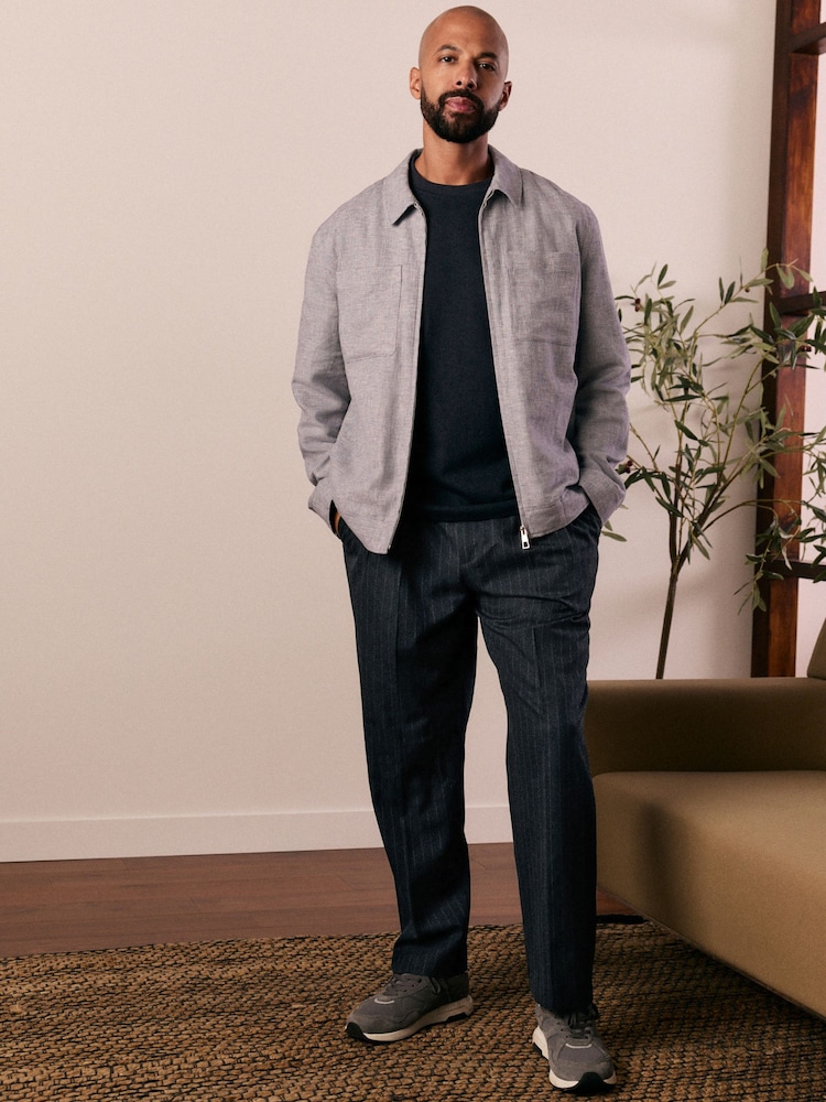 Bleu - Linen Blend Textured Shacket - Image 2 of 5