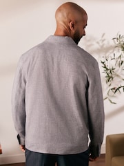 Bleu - Linen Blend Textured Shacket - Image 3 de 5