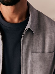 Bleu - Linen Blend Textured Shacket - Image 5 de 5