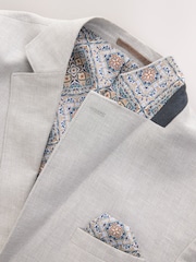 Light Grey Regular Fit Textured Linen Blend Blazer - Image 11 of 12