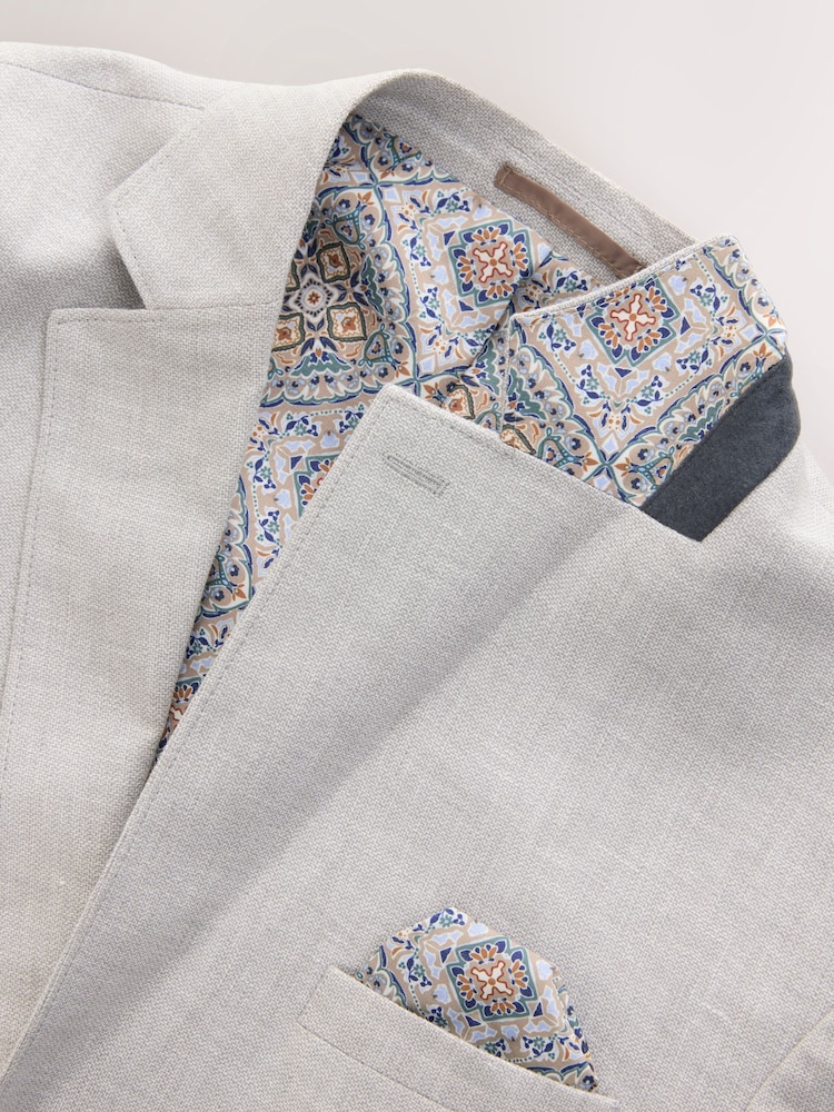 Lichtgrijs - Normale Pasvorm - Blazer van linnenmix met textuur - Image 11 of 12