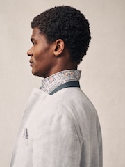 Light Grey Regular Fit Textured Linen Blend Blazer - Image 6 of 12