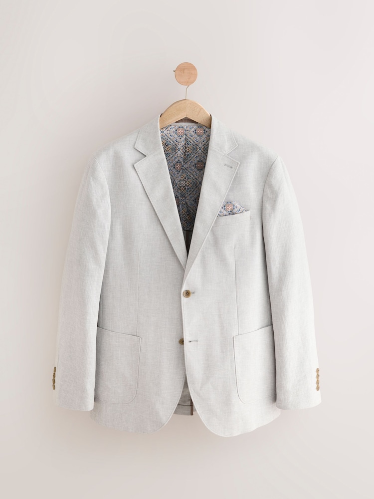 Lichtgrijs - Normale Pasvorm - Blazer van linnenmix met textuur - Image 7 of 12