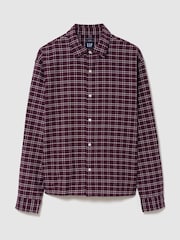 Gap Burgundy Check Relaxed Boxy Straight-Hem Oxford Shirt - Image 1 of 2