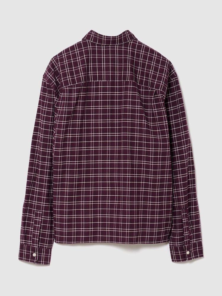 Gap Burgundy Check Relaxed Boxy Straight-Hem Oxford Shirt - Image 2 of 2 Gap Burgundy Check Relaxed Boxy Straight-Hem Oxford Shirt - Image 2 of 2