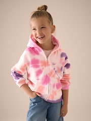 Multi Pink Tie Dye Zip Through Hoodie (3-16yrs) - Image 1 of 1