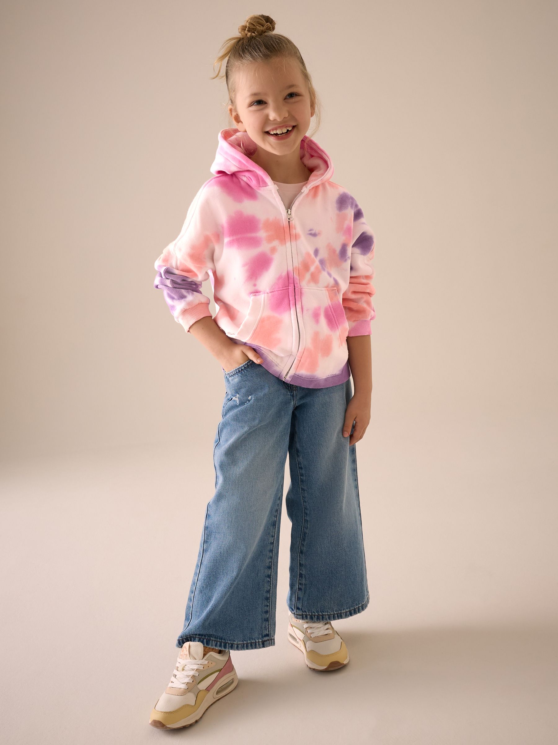 Buy Multi Pink Tie Dye Zip Through Hoodie (3-16yrs) from