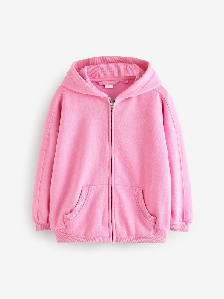 Blush Pink Zip Through Hoodie (3-16yrs) - Image 4 of 8